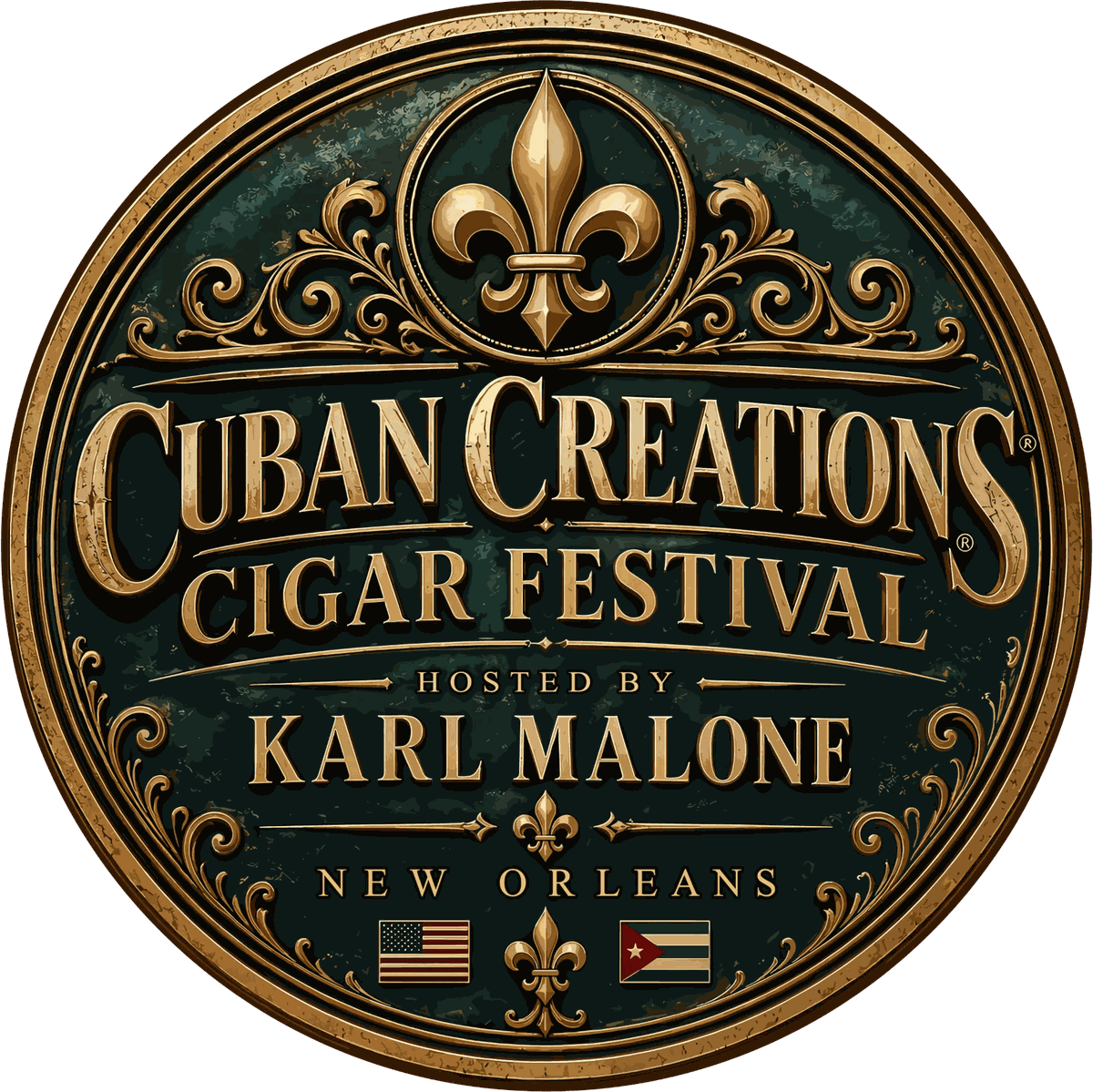 Cuban Creations Cigar Festival emblem, hosted by Karl Malone, New Orleans